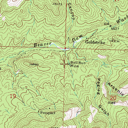 Topographic Map of Bull Run Mine, UT