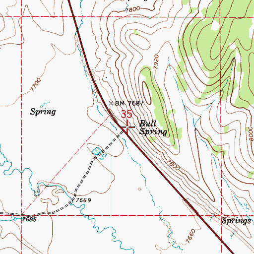 Topographic Map of Bull Spring, UT