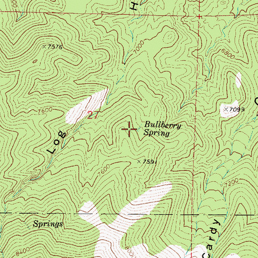 Topographic Map of Bullberry Spring, UT
