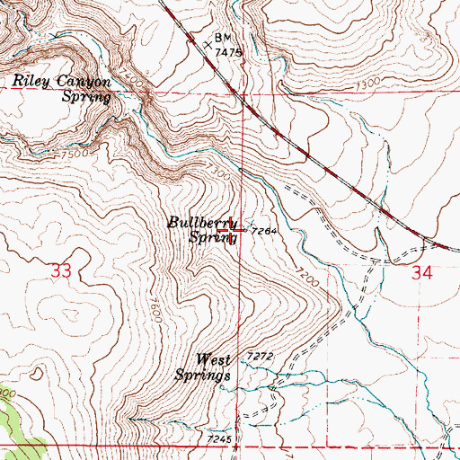Topographic Map of Bullberry Spring, UT