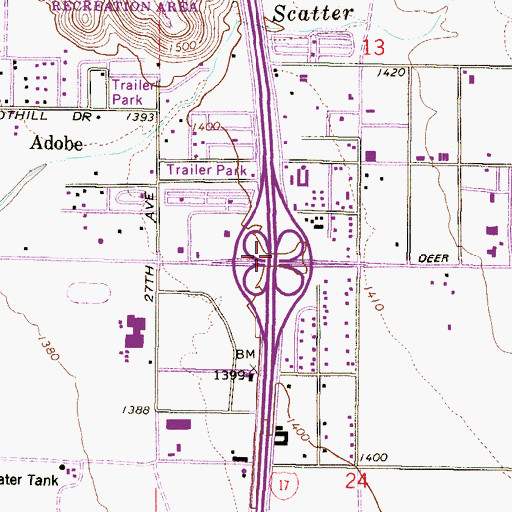 Topographic Map of Deer Valley Interchange, AZ