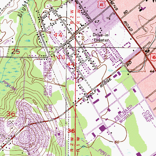 Topographic Map of Whistler Pentecostal Holiness Church, AL