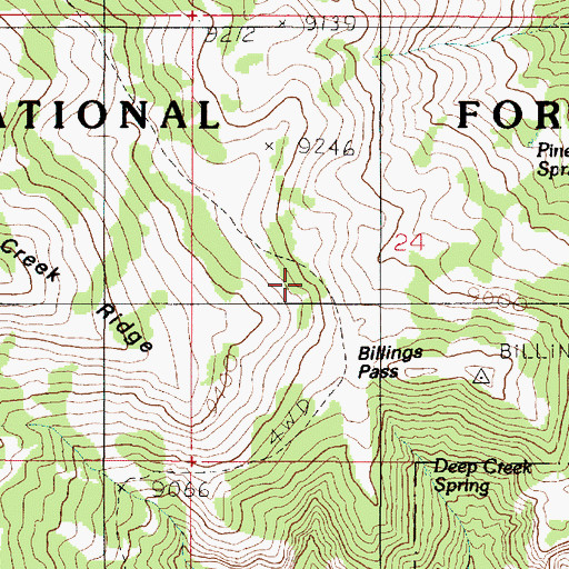 Topographic Map of Bullings Pass, UT
