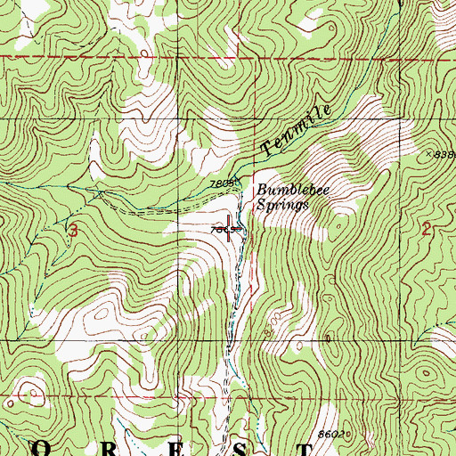 Topographic Map of Bumblebee Springs, UT