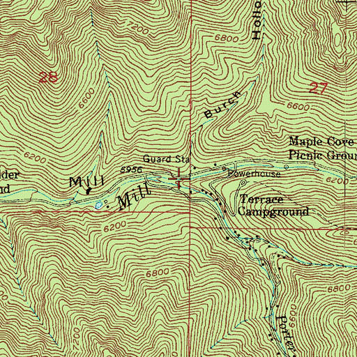 Topographic Map of Burch Hollow, UT