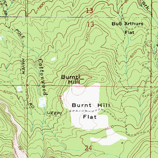 Topographic Map of Burnt Hill, UT