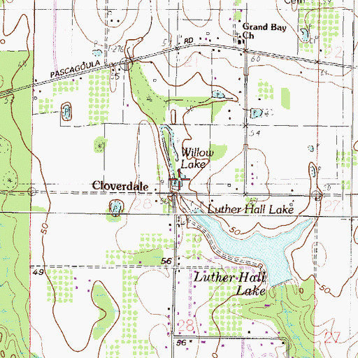 Topographic Map of Willow Lake, AL