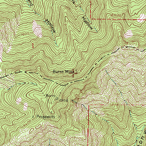 Topographic Map of Burro Mine, UT