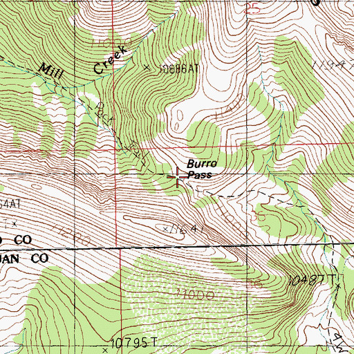 Topographic Map of Burro Pass, UT