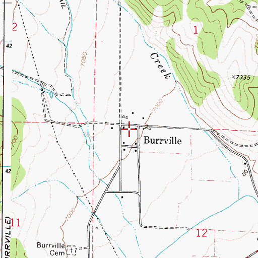 Topographic Map of Burrville, UT