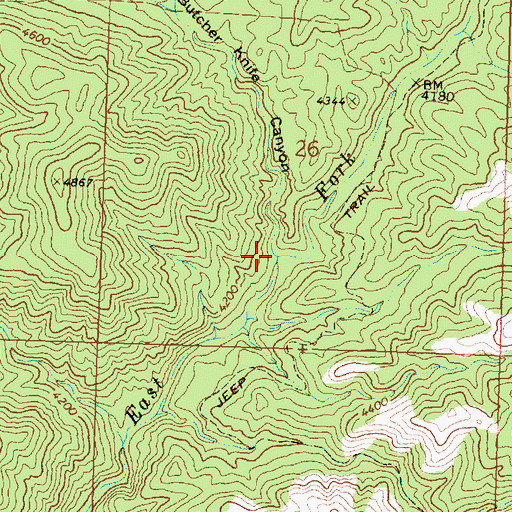 Topographic Map of Butcher Knife Canyon, UT