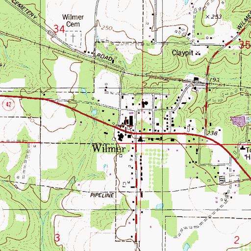 Topographic Map of Wilmer Elementary School, AL