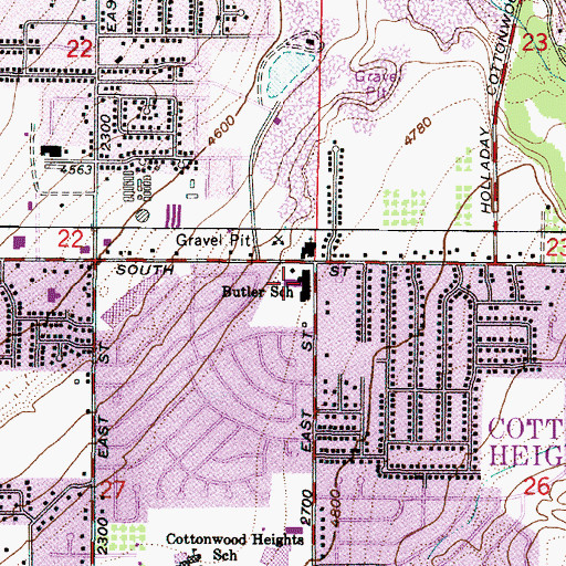 Topographic Map of Butler Elementary School, UT