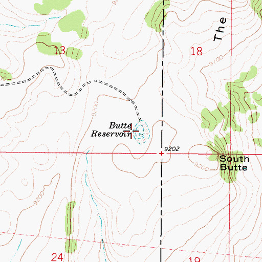 Topographic Map of Butte Reservoir, UT