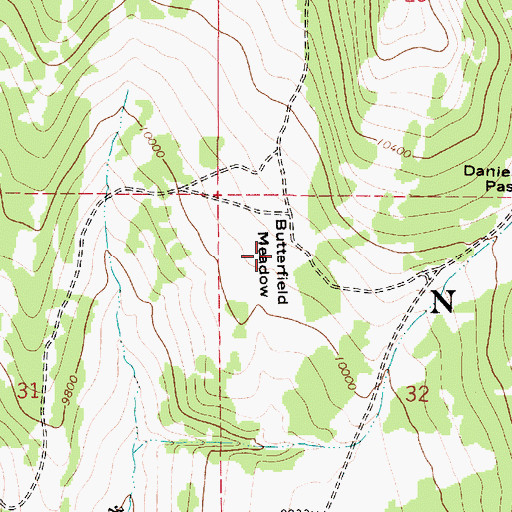 Topographic Map of Butterfield Meadow, UT
