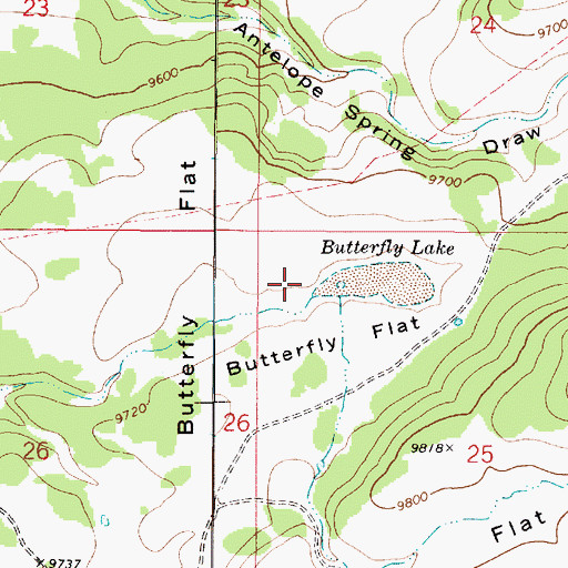 Topographic Map of Butterfly Flat, UT