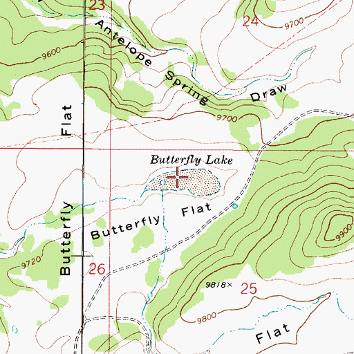 Topographic Map of Butterfly Lake, UT