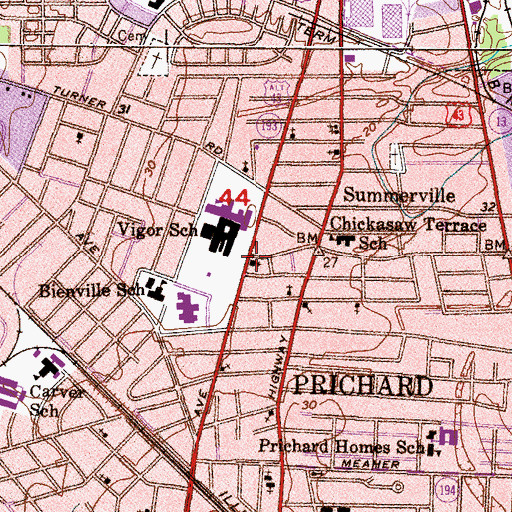 Topographic Map of Wilson Avenue Baptist Church, AL