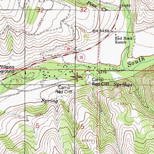 Topographic Map of Camp Red Cliff, UT