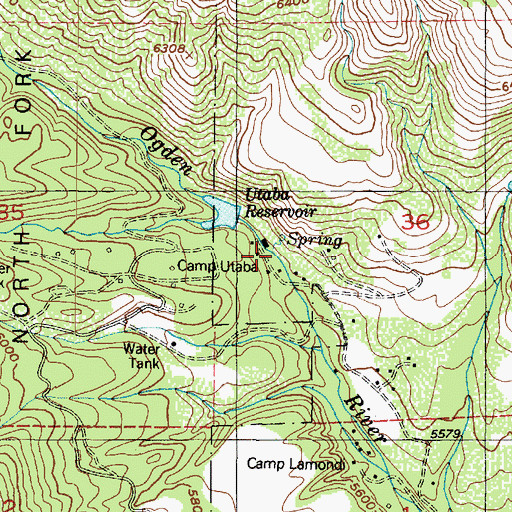 Topographic Map of Camp Utaba, UT