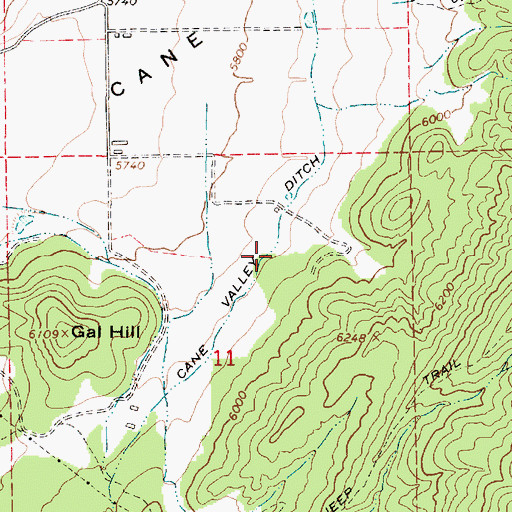 Topographic Map of Cane Valley Ditch, UT