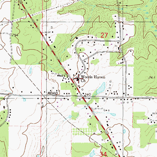 Topographic Map of Haven Woods Baptist Church, AL