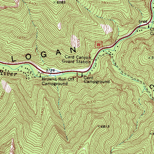 Topographic Map of Card Campground, UT