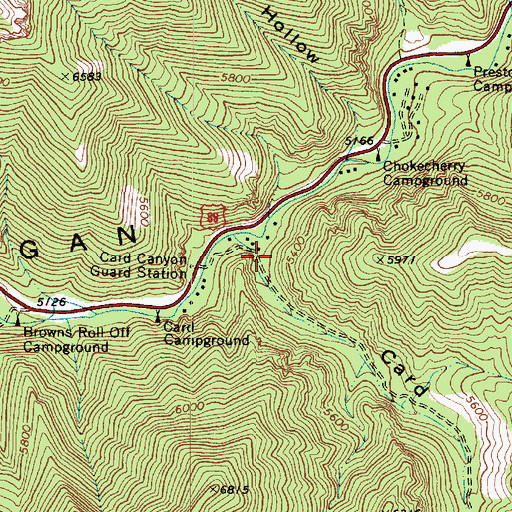 Topographic Map of Card Canyon, UT