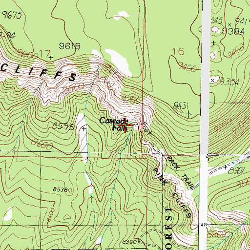 Topographic Map of Cascade Falls, UT