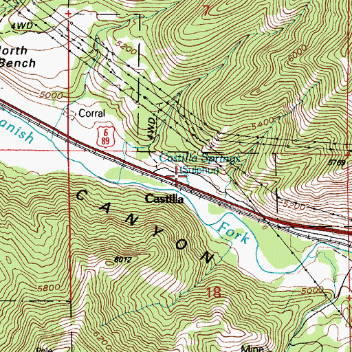 Topographic Map of Castilla Springs, UT