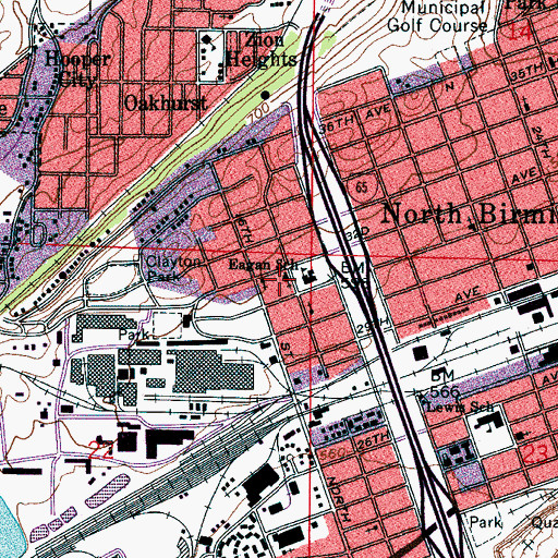Topographic Map of First Baptist Church of Acipco, AL