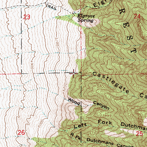 Topographic Map of Castlegate Canyon, UT