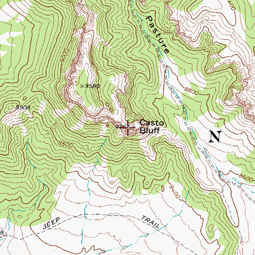 Topographic Map of Casto Bluff, UT