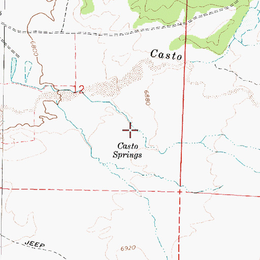 Topographic Map of Casto Springs, UT