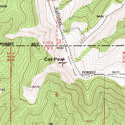 Topographic Map of Cat Peak, UT