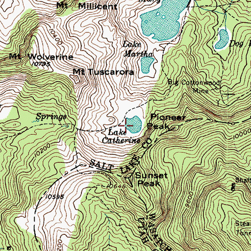 Topographic Map of Lake Catherine, UT