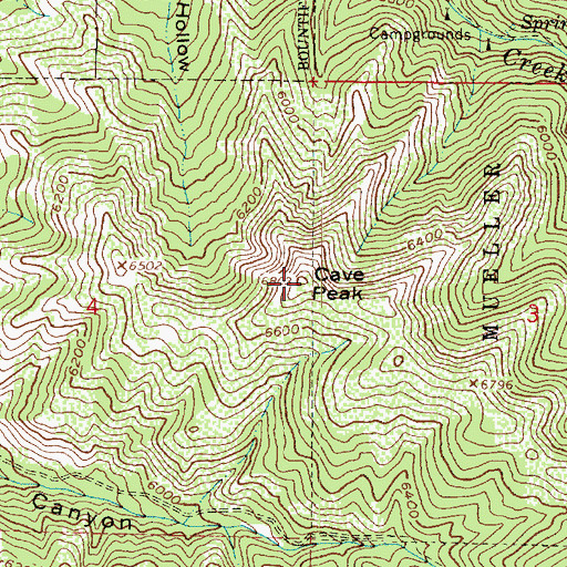 Topographic Map of Cave Peak, UT