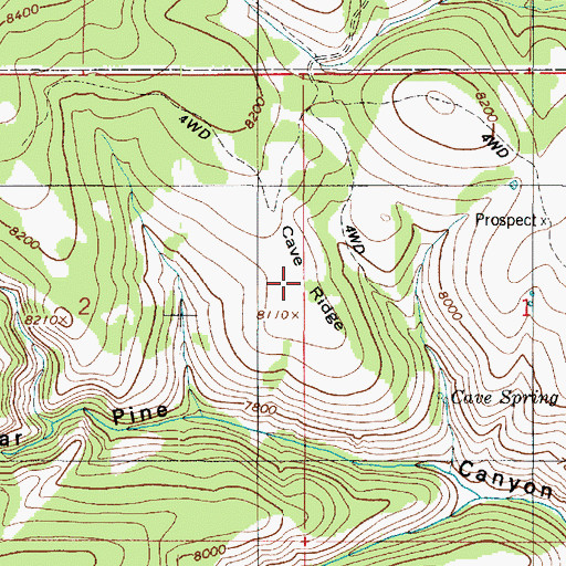 Topographic Map of Cave Ridge, UT