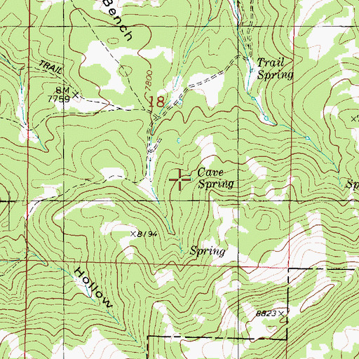Topographic Map of Cave Spring, UT