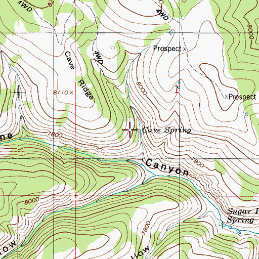 Topographic Map of Cave Spring, UT