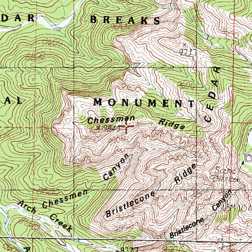 Topographic Map of Cedar Breaks, UT