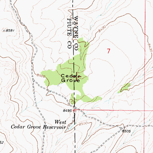 Topographic Map of Cedar Grove, UT