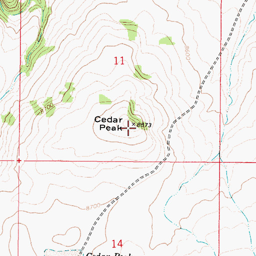 Topographic Map of Cedar Peak, UT