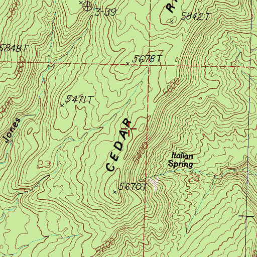 Topographic Map of Cedar Ridge, UT
