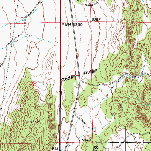 Topographic Map of Cedar Ridge, UT