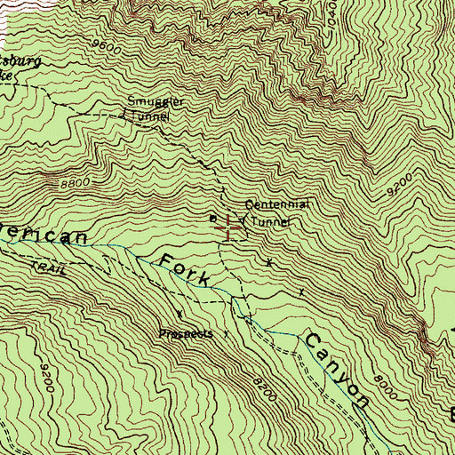 Topographic Map of Centennial Tunnel, UT