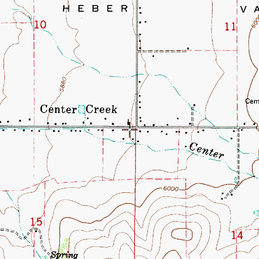 Topographic Map of Center Creek, UT