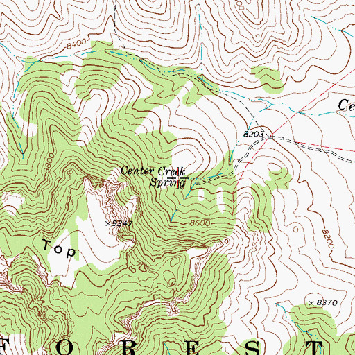 Topographic Map of Center Creek Spring, UT