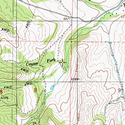 Topographic Map of Center Fork Deep Creek, UT
