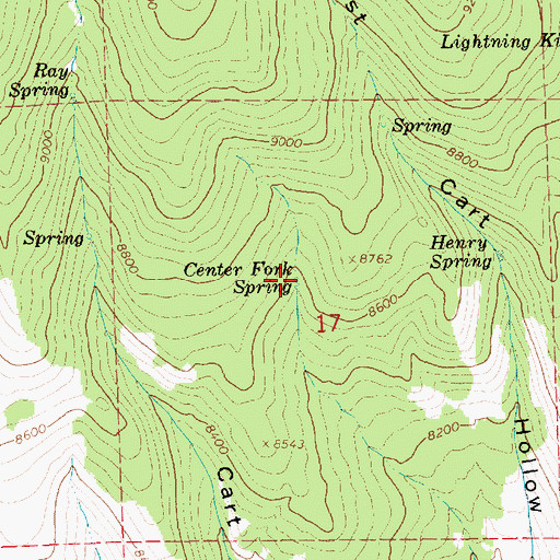 Topographic Map of Center Fork Spring, UT